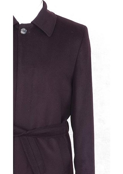 Jancarlucci Erkek Yün-Kaşmir Karışımlı Bordo Kuşaklı Kaşe Uzun Palto fırsatları