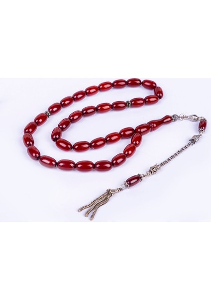 925 Ayar Gümüş Püsküllü Sıkma Kehribar Tesbih modelleri