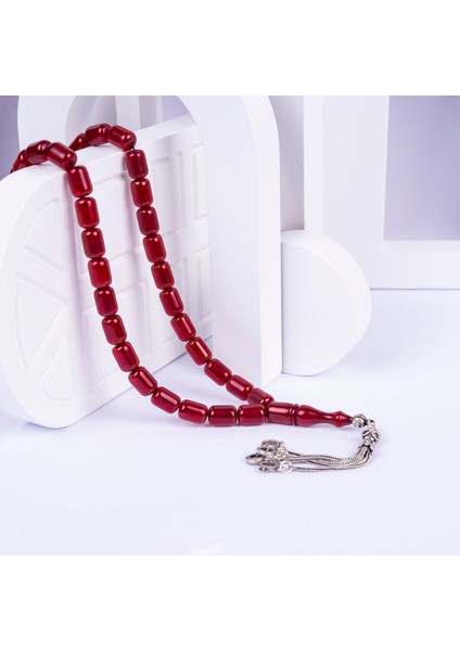 Gümüş Püsküllü Kapsül Kesim Sıkma Kehribar Tesbih fırsatları