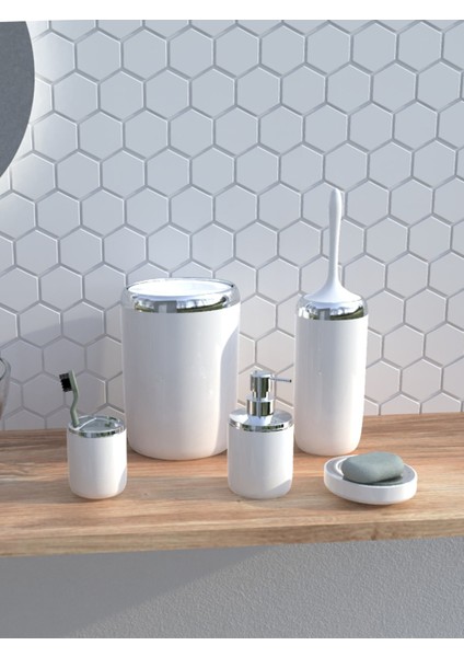 Lima Xl Krom Dekorlu Banyo Seti Beyaz