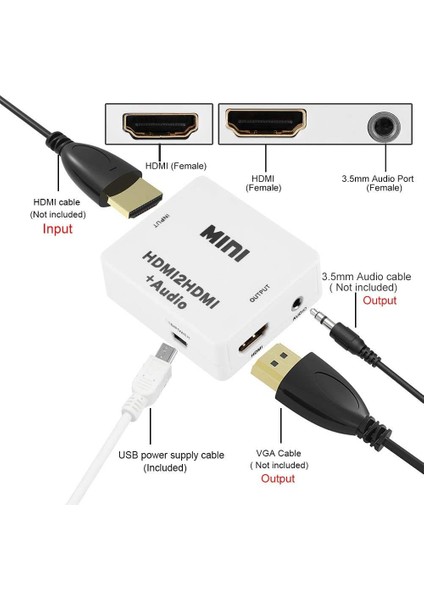 4437 HDMI To HDMI + 3.5mm Ses Sistemi 1080P Analog Dijital Çevirici Adaptör modelleri
