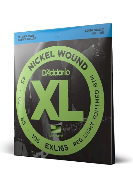 Daddario EXL165 Bas Gitar Tel Seti, Xl, 45-105, Long Scale, Nickel
