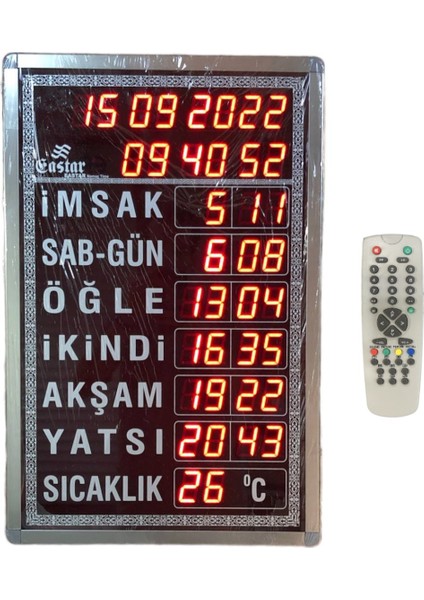 Büyük Boy Krom Namaz Vakit Duvar Saati