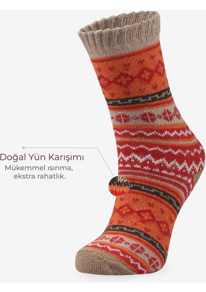 Kadın 3'lü Lüks Renkli Yünlü Çorap fırsatları