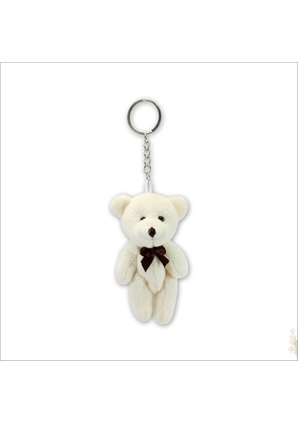 Peluş Ayıcık Anahtarlık, 9 x 5,5 cm - Krem