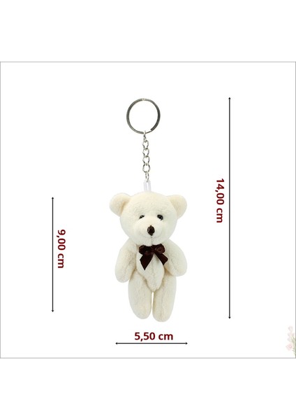 Peluş Ayıcık Anahtarlık, 9 x 5,5 cm - Krem