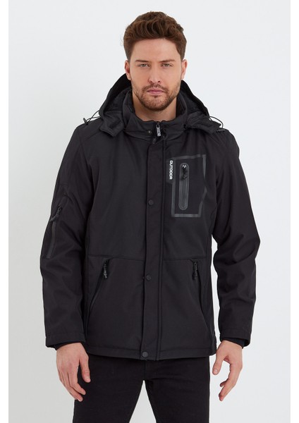 Kapüşonl Çıkabilir Cep Detaylı Içi Kürklü Softshell Mont RD23KE002758