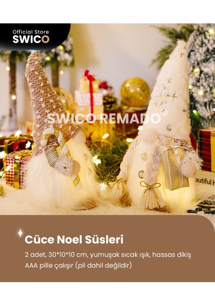 2 Adet Işıklı Noel Gnome Süslemeleri (Yurt Dışından)