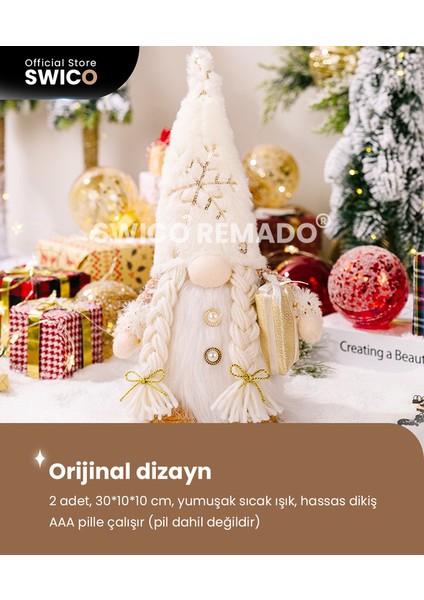 2 Adet Işıklı Noel Gnome Süslemeleri (Yurt Dışından)