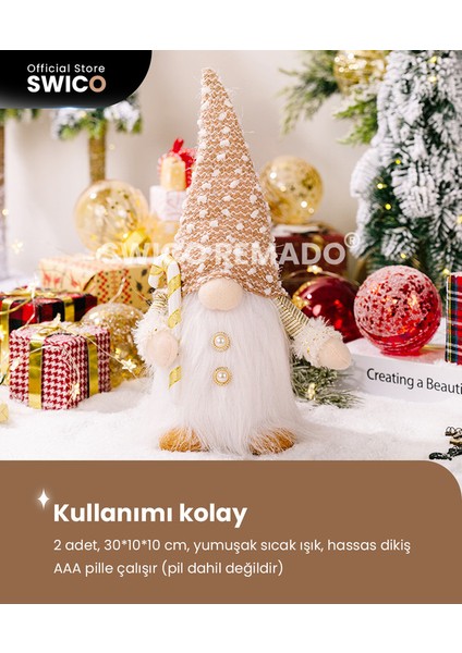 2 Adet Işıklı Noel Gnome Süslemeleri (Yurt Dışından)