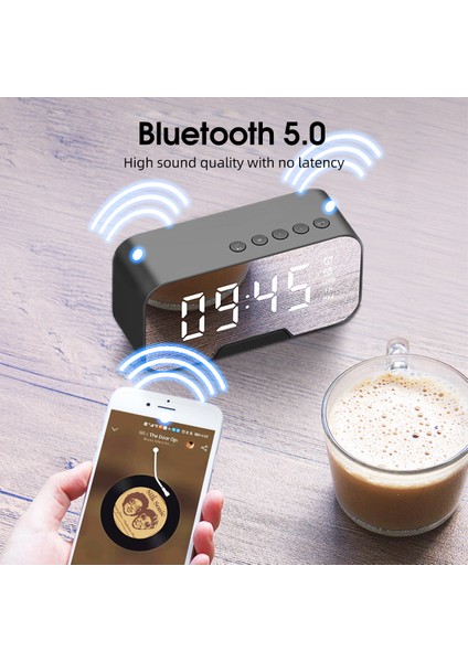 G50 Kablosuz Bluetooth Hoparlör Fm Radyo Mini Taşınabilir Kart Ayna Çalar Saat (Yurt Dışından) fırsatları