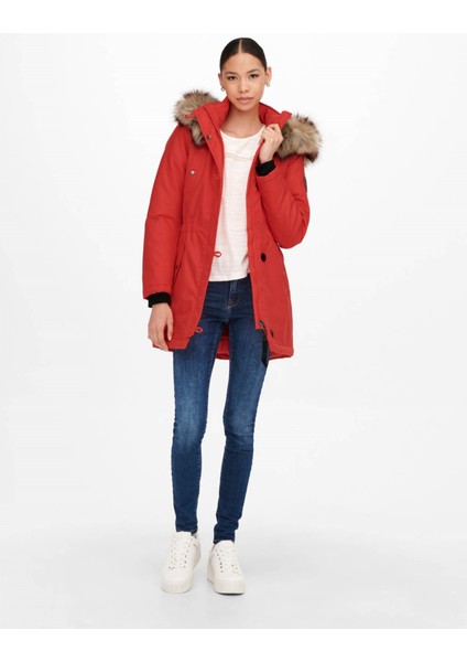 Kadın Parka Kırmızı 15213755 Onliris Fur Winter Parka cc Otw