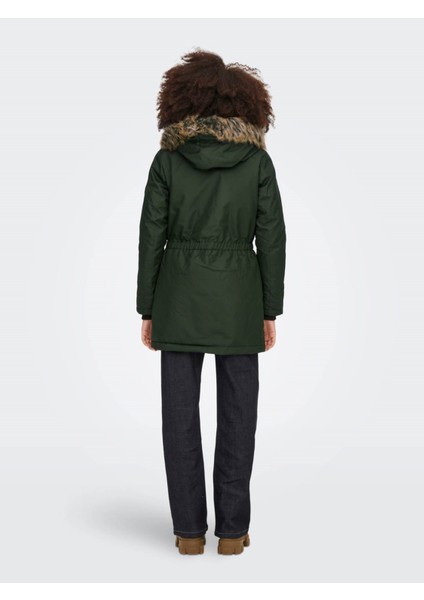 Kadın Parka Yeşil 15213755 Onliris Fur Winter Parka cc Otw fırsatları