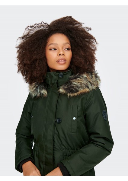 Kadın Parka Yeşil 15213755 Onliris Fur Winter Parka cc Otw indirimleri