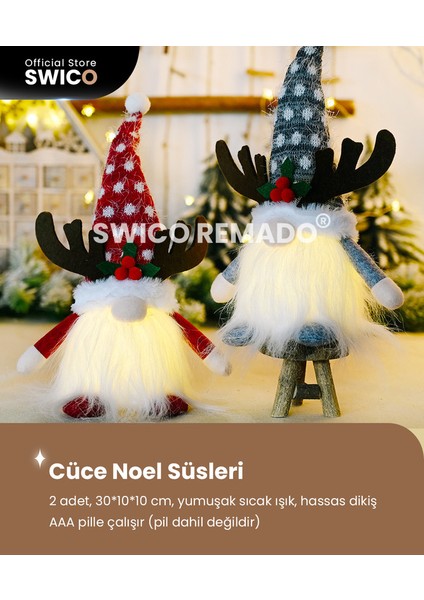 2 Adet Işıklı Noel Gnome Süslemeleri (Yurt Dışından)