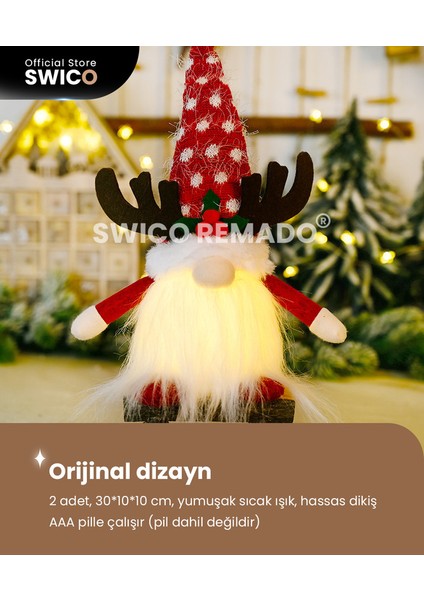 2 Adet Işıklı Noel Gnome Süslemeleri (Yurt Dışından)