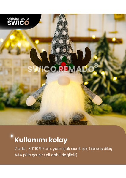 2 Adet Işıklı Noel Gnome Süslemeleri (Yurt Dışından)
