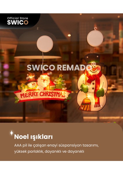 Vantuz Kancalı Noel Pencere Asma Işıkları (Yurt Dışından)