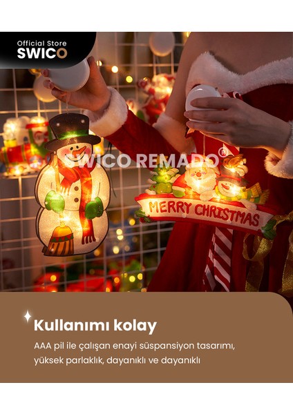 Vantuz Kancalı Noel Pencere Asma Işıkları (Yurt Dışından)