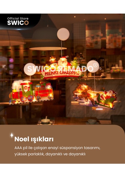 Vantuz Kancalı Noel Pencere Asma Işıkları (Yurt Dışından)