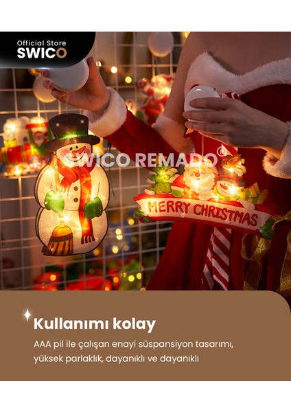 Vantuz Kancalı Noel Pencere Asma Işıkları (Yurt Dışından)