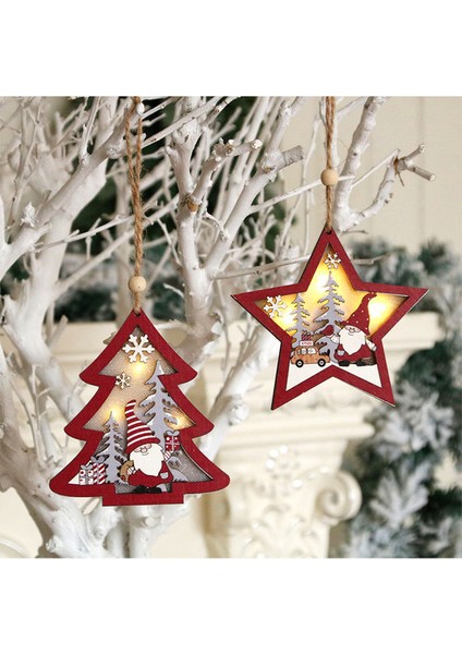 LED Ahşap Noel Askı Süsleri 2 Adet (Yurt Dışından)