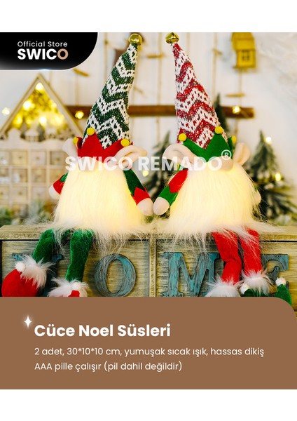 2 Adet Işıklı Noel Gnome Süslemeleri (Yurt Dışından)