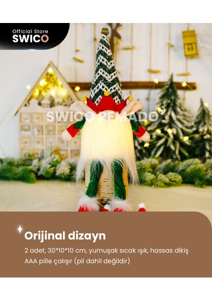 2 Adet Işıklı Noel Gnome Süslemeleri (Yurt Dışından)