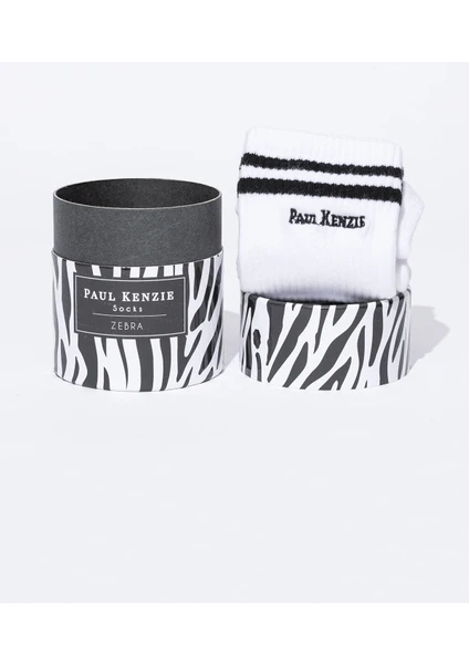 Paul Kenzie Motley Socks Unisex Nakışlı Uzun Tenis Çorap - Zebra