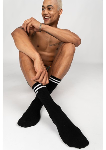 Motley Socks Unisex Nakışlı Uzun Tenis Çorap - Shadow