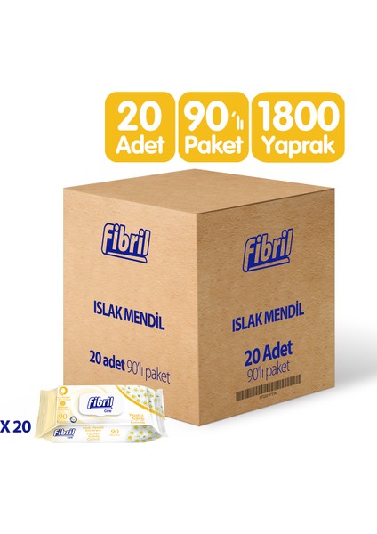 Papatya Kokulu Islak Mendil 20x90 lı Paket 1800 Yaprak