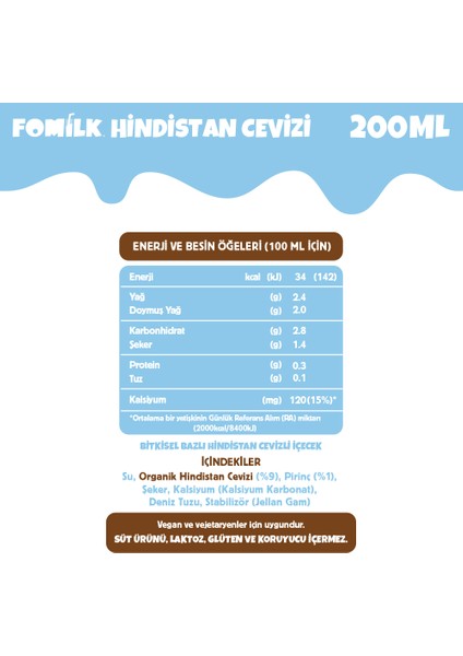 Hindistan Cevizi Sütü 200 Ml X5 Glutensiz Bitkisel Bazlı Laktozsuz Vegan