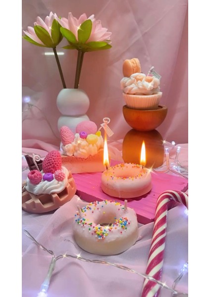 Dekoratif Pembe Donut Mum