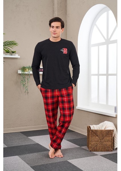 23705 Erkek Baskılı Yuvarlak Yaka Pijama Takım