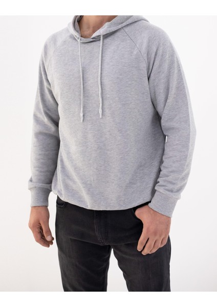 Gri Oversize Kapüşonlu Sweatshirt