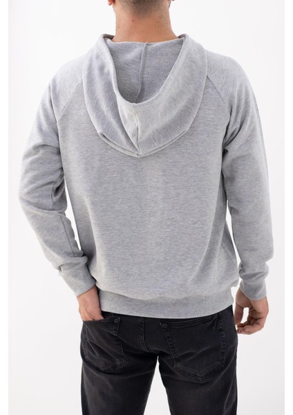 Gri Oversize Kapüşonlu Sweatshirt