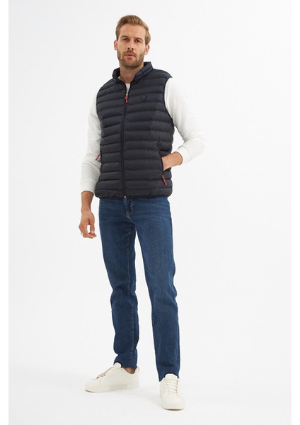 Erkek Slim Fit Şişme Yelek Lacivert - 305DNGR