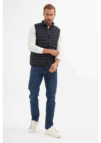 Erkek Slim Fit Şişme Yelek Lacivert - 305DNGR