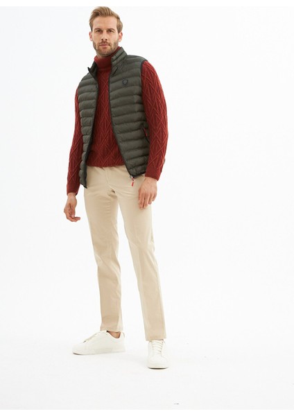 Erkek Slim Fit Şişme Yelek Haki - 305DNGR
