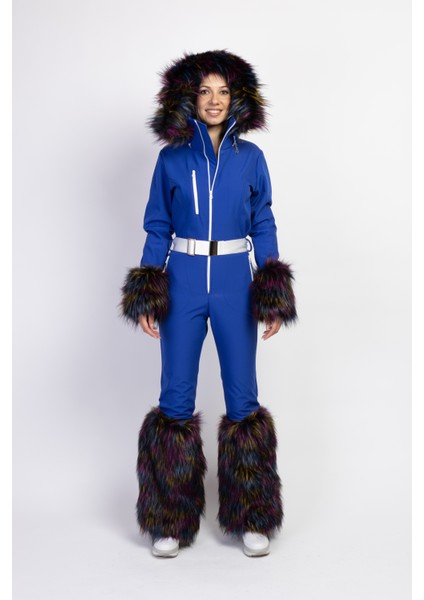 Sd Kürk Detaylı Kapüşonlu Saks Kayak Tulumu fiyatları