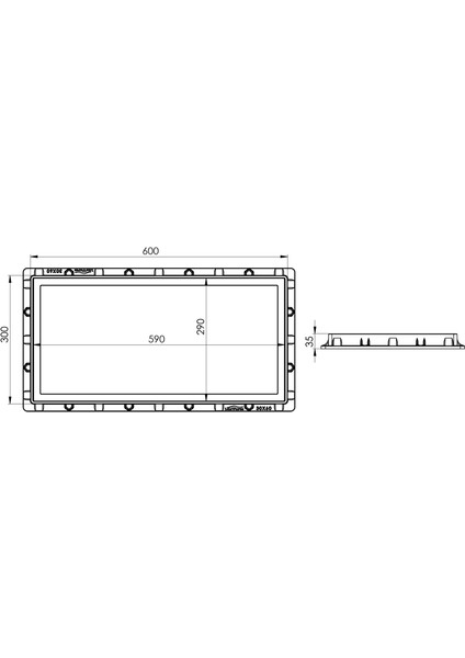30X60 Dikdörtgen Rögar Kapağı + Çerçeve + Düz Kapak