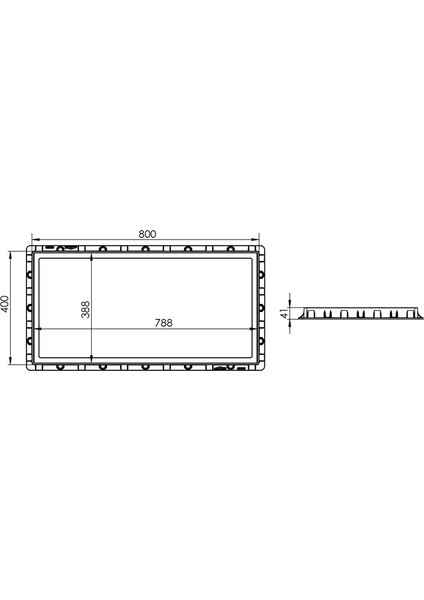 Lux Wares 40X80 Dikdörtgen Rögar Kapağı / Çerçeve + Düz Kapak