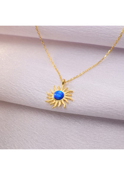 925 Ayar Gümüş Opal Taşlı Güneş Kolye fırsatları