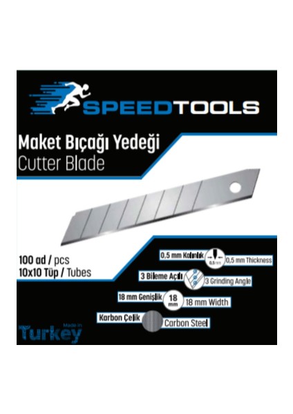 Speedtools Maket Bıçağı Yedeği 10X10 (100 Adet)