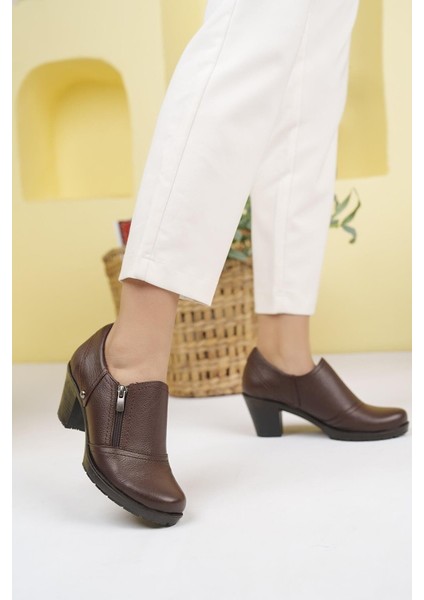 Kadın Kalın Topuklu Hakiki Deri Kısa Bot Ayakkabı modelleri