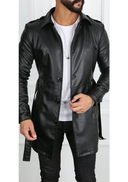 Uzun Deri Ceket Erkek