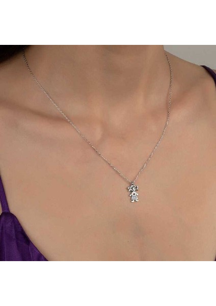 Swarovski Taşlı Gümüş Kız Çocuk Kadın Kolye
