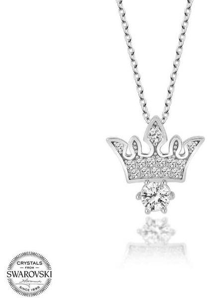 Swarovski Taşlı Gümüş Kral Tacı Kadın Kolye fiyatları