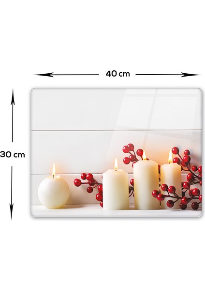 Beyaz Mum Desen | Cam Kesme Tahtası - Cam Kesme Tablası | 30cm x 40cm fırsatları