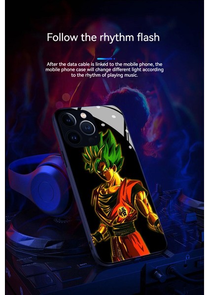 Apple IPHONE12 Gelen Çağrı Yedi Renkli Flaş Anti-Sonbahar Anime Dragon Ball Goku Cep Telefonu Kılıfı (Yurt Dışından) modelleri